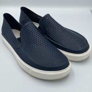 CROCS Iconic Comfort Men's size 11 Navy Blue Slip-On Loafers Boat Shoe